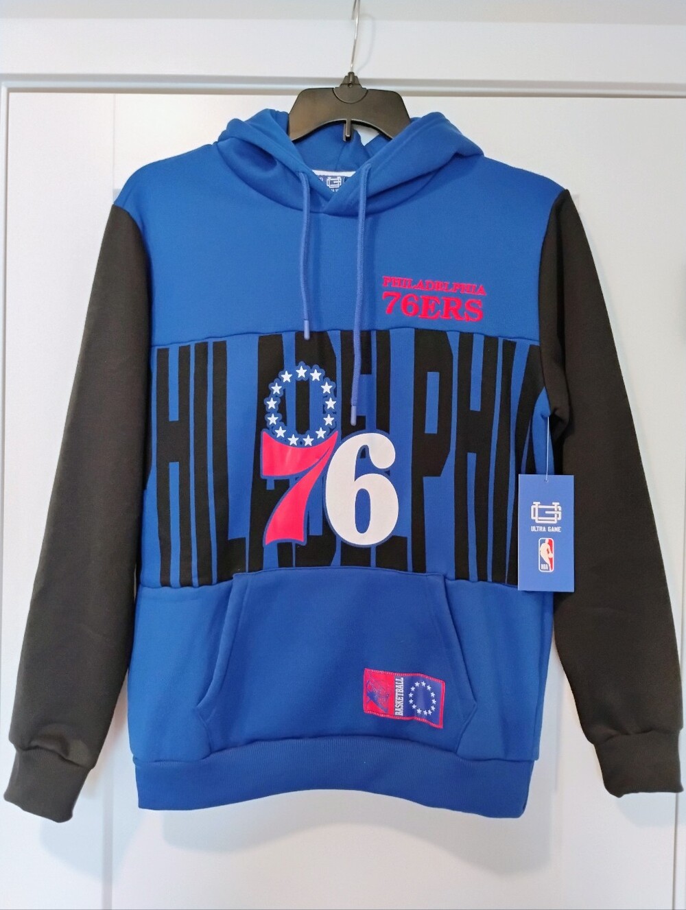 NWT S Ultra Game NBA Philadelphia 76ers Basketball Hoodie Hooded Sweatshirt NEW